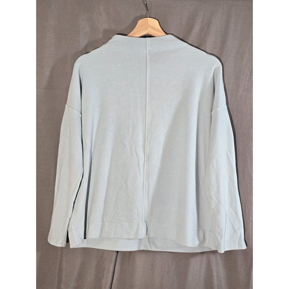 J. Jill Minimalist Clean Girl Mock Neck Boxy Sweatshirt Light Blue Petite S - Picture 7 of 7